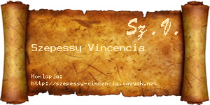 Szepessy Vincencia névjegykártya
